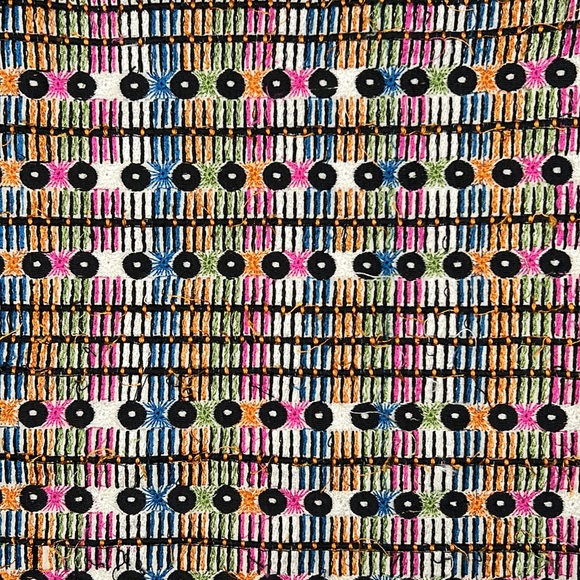 Gryphon Mini Skirt MEDIUM Embroidered Stripe Eyelash Fringe Sequined Zip - Picture 2 of 13